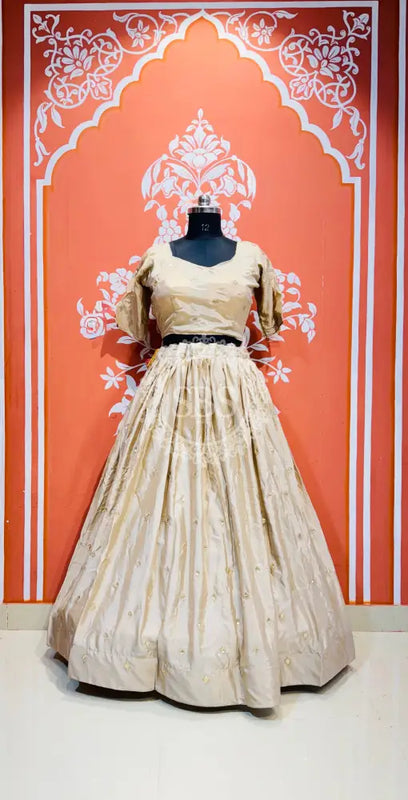 PURE CHINON LEHENGA WITH BHANDEJ DUPATTA AND STITCHED BLOUSE Wine / Free Size