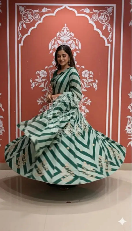 Pure Chinon leheriya lehenga with gota patti work