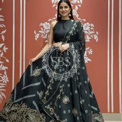 Pure Chinon Leheriya Lehenga with Gota Patti work with Bhandej Dupatta