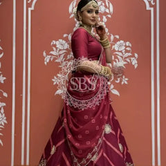 Pure Chinon Leheriya Lehenga with Gota Patti work with Bhandej Dupatta