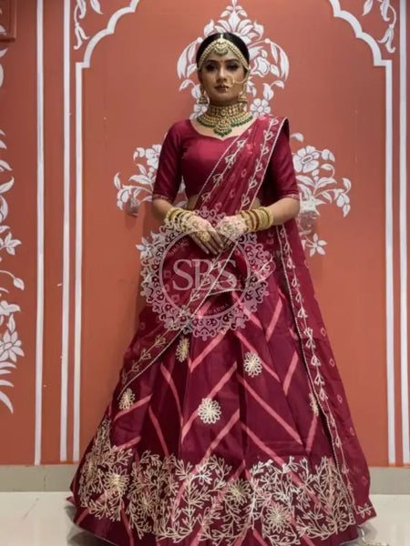 Pure Chinon Leheriya Lehenga with Gota Patti work with Bhandej Dupatta