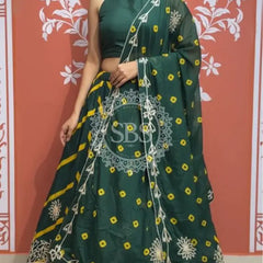 Pure Chinon Leheriya Lehenga with Gota Patti work with Bhandej Dupatta