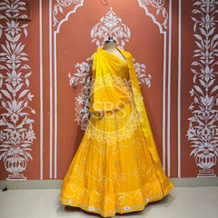 PURE CHINON SHADED BANDHEJ LEHENGA