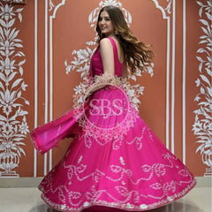 PURE CHINON SHADED BANDHEJ LEHENGA