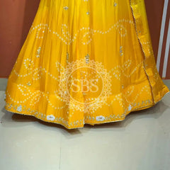PURE CHINON SHADED BANDHEJ LEHENGA