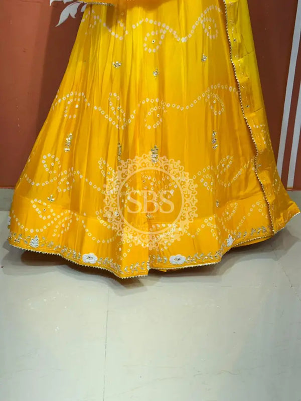 PURE CHINON SHADED BANDHEJ LEHENGA