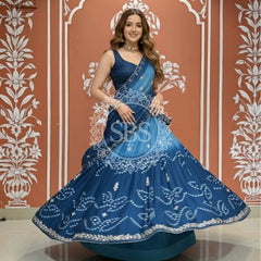 PURE CHINON SHADED BANDHEJ LEHENGA