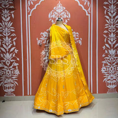PURE CHINON SHADED BANDHEJ LEHENGA