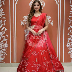 PURE CHINON SHADED BANDHEJ LEHENGA