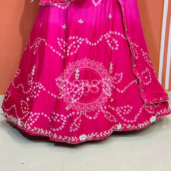 PURE CHINON SHADED BANDHEJ LEHENGA