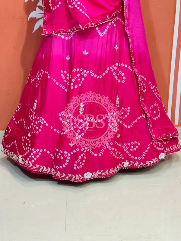 PURE CHINON SHADED BANDHEJ LEHENGA