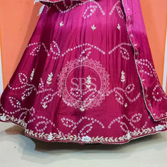 PURE CHINON SHADED BANDHEJ LEHENGA