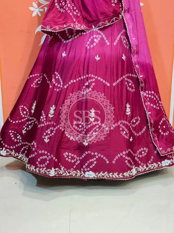PURE CHINON SHADED BANDHEJ LEHENGA
