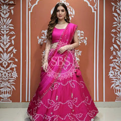 PURE CHINON SHADED BANDHEJ LEHENGA