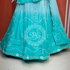 PURE CHINON SHADED BANDHEJ LEHENGA