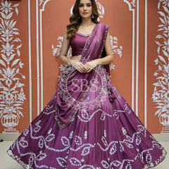 PURE CHINON SHADED BANDHEJ LEHENGA