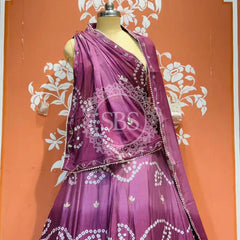 PURE CHINON SHADED BANDHEJ LEHENGA