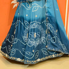 PURE CHINON SHADED BANDHEJ LEHENGA