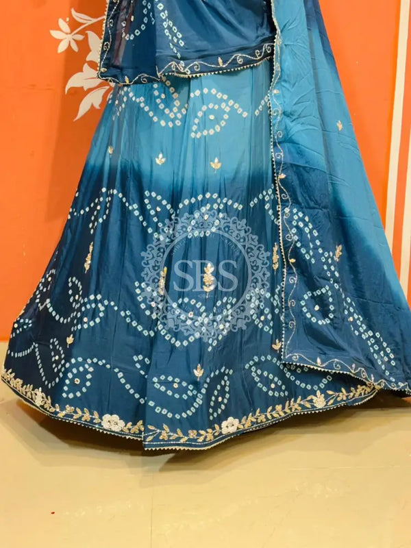 PURE CHINON SHADED BANDHEJ LEHENGA
