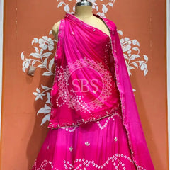 PURE CHINON SHADED BANDHEJ LEHENGA