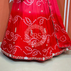PURE CHINON SHADED BANDHEJ LEHENGA