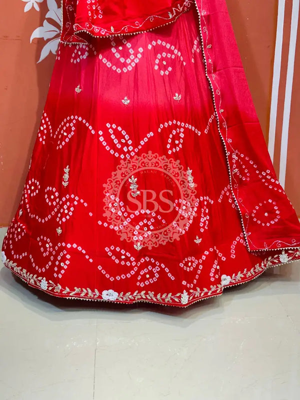 PURE CHINON SHADED BANDHEJ LEHENGA