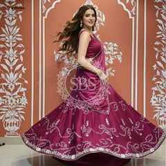 PURE CHINON SHADED BANDHEJ LEHENGA