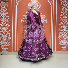 PURE CHINON SHADED BANDHEJ LEHENGA