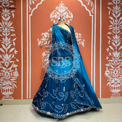 PURE CHINON SHADED BANDHEJ LEHENGA
