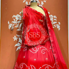 PURE CHINON SHADED BANDHEJ LEHENGA