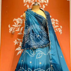 PURE CHINON SHADED BANDHEJ LEHENGA