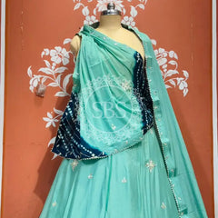 PURE CHINON SHIBORI BANDHEJ LEHENGA