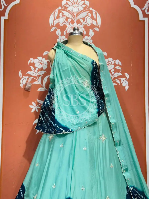 PURE CHINON SHIBORI BANDHEJ LEHENGA