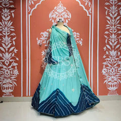 PURE CHINON SHIBORI BANDHEJ LEHENGA