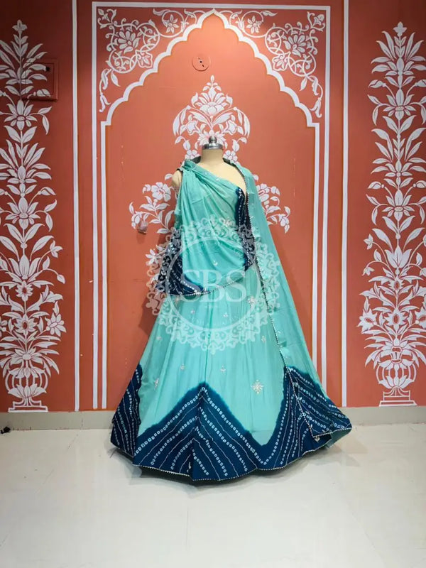 PURE CHINON SHIBORI BANDHEJ LEHENGA