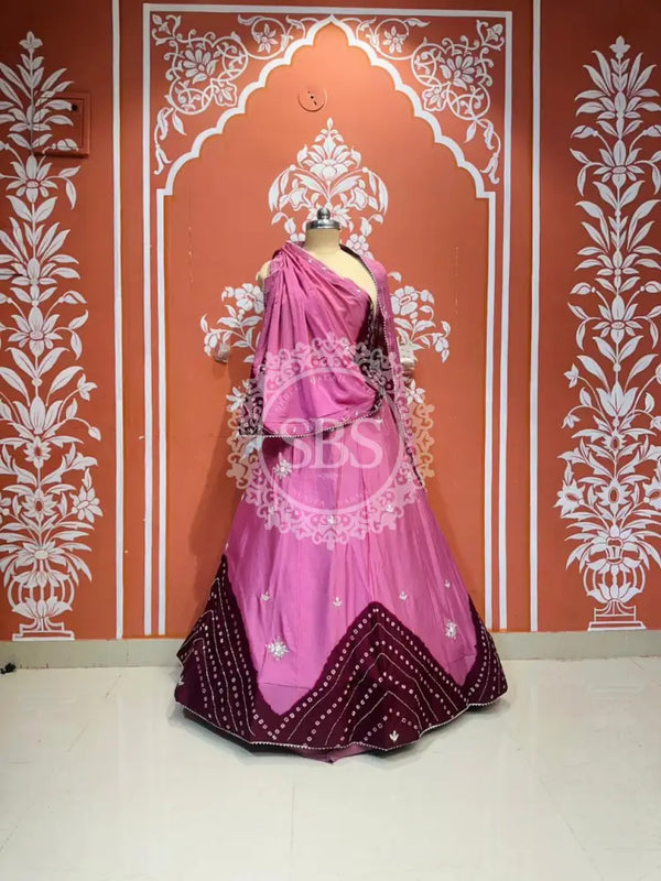 PURE CHINON SHIBORI BANDHEJ LEHENGA