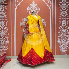 PURE CHINON SHIBORI BANDHEJ LEHENGA