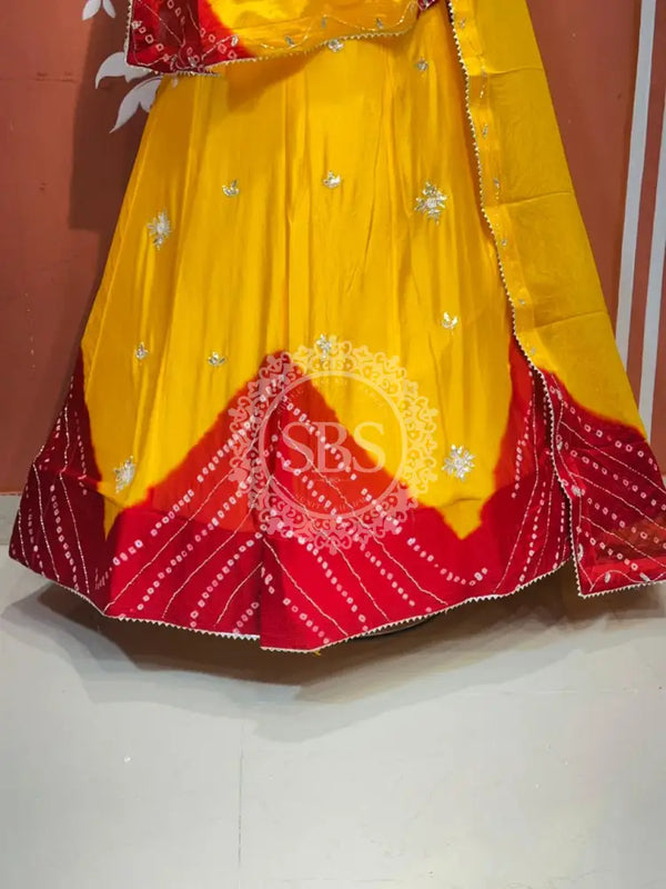PURE CHINON SHIBORI BANDHEJ LEHENGA