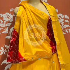 PURE CHINON SHIBORI BANDHEJ LEHENGA