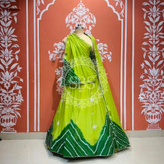 PURE CHINON SHIBORI BANDHEJ LEHENGA