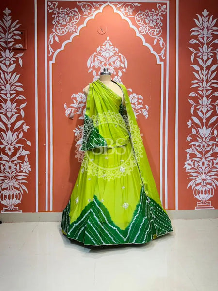PURE CHINON SHIBORI BANDHEJ LEHENGA
