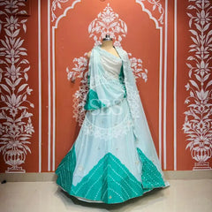 PURE CHINON SHIBORI BANDHEJ LEHENGA