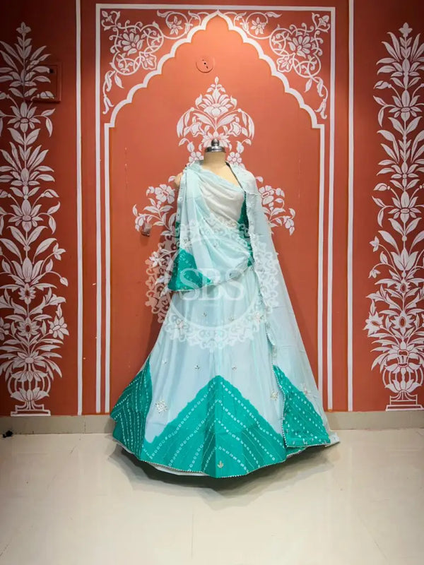 PURE CHINON SHIBORI BANDHEJ LEHENGA