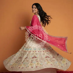 Pure Cosmos Floral Embroidery Lehenga