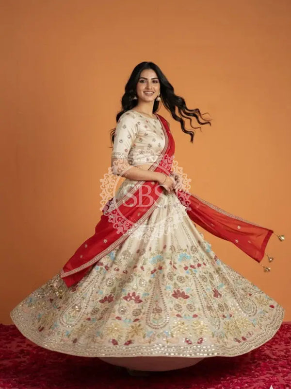 Pure Cosmos Floral Embroidery Lehenga
