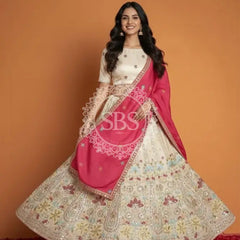 Pure Cosmos Floral Embroidery Lehenga
