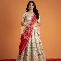Pure Cosmos Floral Embroidery Lehenga