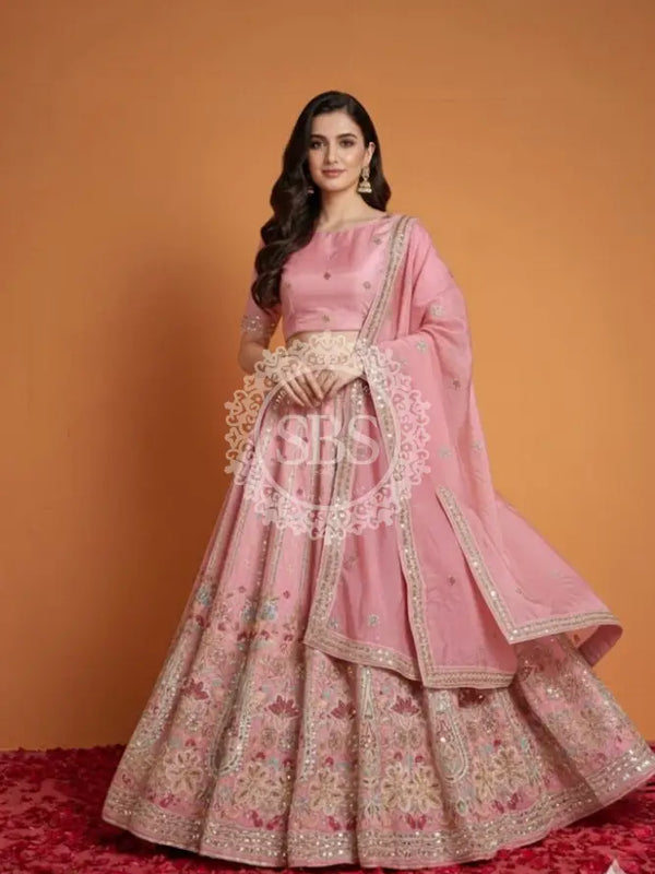 Pure Cosmos Floral Embroidery Lehenga