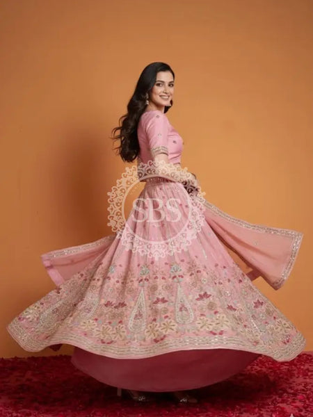 Pure Cosmos Floral Embroidery Lehenga