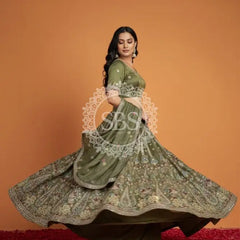 Pure Cosmos Floral Embroidery Lehenga